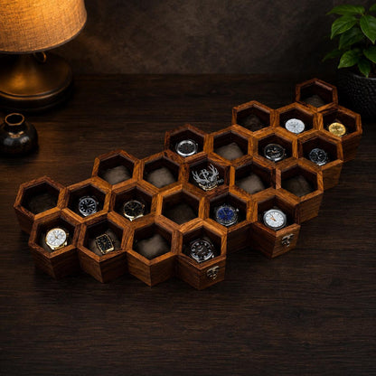 Handmade Vintage Wall Mounted Wooden Watch Box for Men & Women, Hanging Rosewood Watch Organizer, Wrist Watch Storage Case, Jewelry Holder