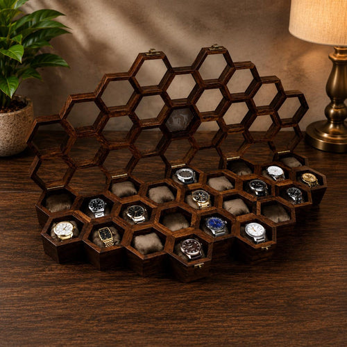 Handmade Vintage Wall Mounted Wooden Watch Box for Men & Women, Hanging Rosewood Watch Organizer, Wrist Watch Storage Case, Jewelry Holder