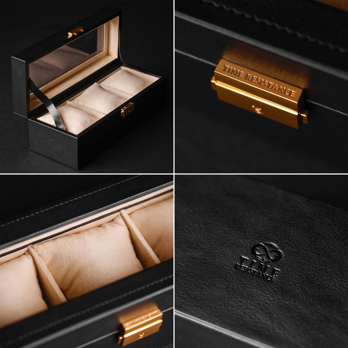 Leather Watch Box, Mens Clear Top Watch Holder, Wristwatch Storage Box, Personalized Watch Organizer with 3 Slots, Anniversary Gift for Men