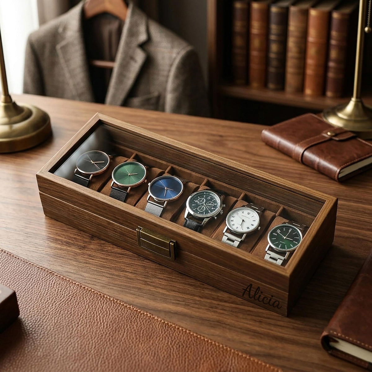 Custom Engraved Watch Box, Personalized Watch Case for Men,Anniversary Gifts for Him, Gift for Husband Dad Boyfriend