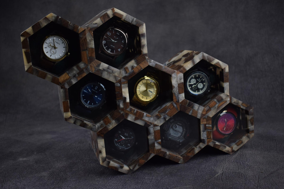 Personalized Epoxy Rosewood Resin Watch Box for Men, Best Gift for Dad, Mens Watch Display Case Anniversary Birthday Gift Jewelry Organizer
