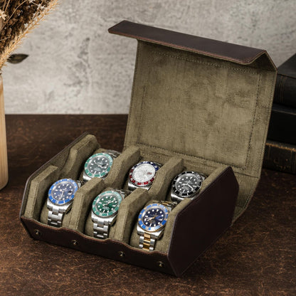 Handmade Leather Watch Box, Custom 8 Watches Storage Case, Watch Organizer Men Jewelry Box, Watch Display Case, Watch Accessories Gift