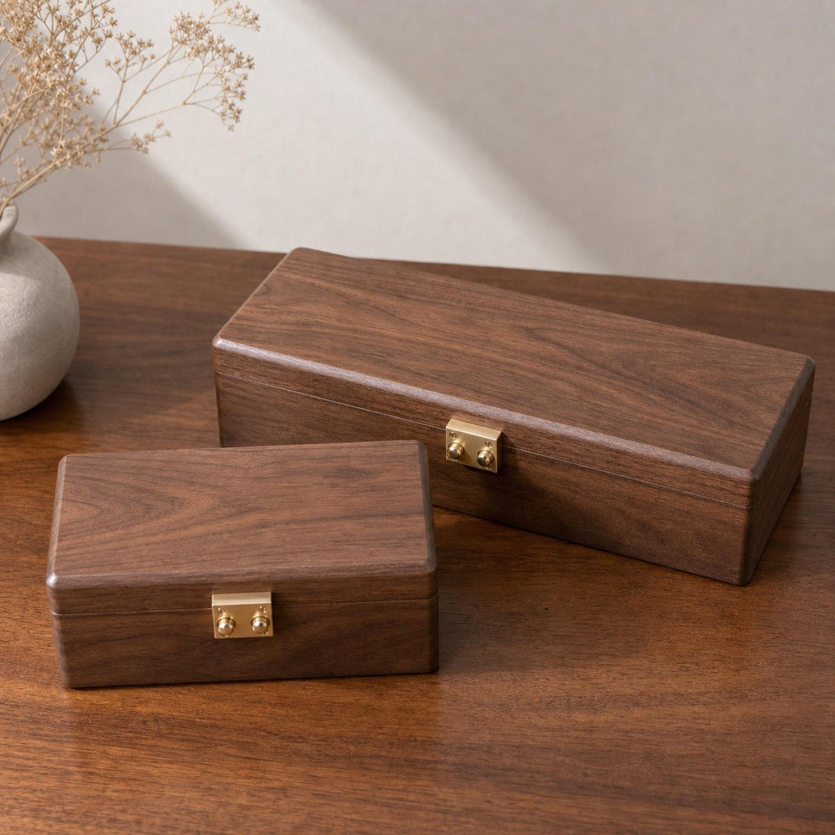 Unique Walnut Wood Jewelry Box Functional Storage Vintage Father Gift Watch Case Container