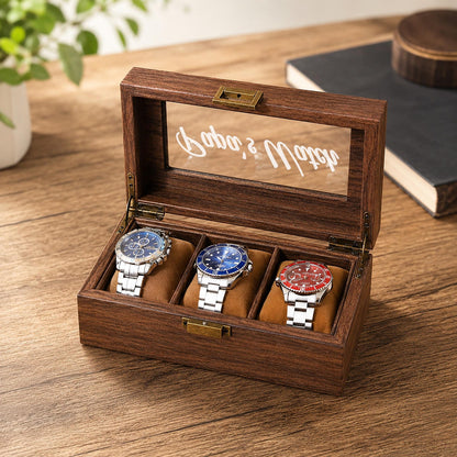 Personalized Watch Box, Custom Engraved Watch Display Case, Men’s Watch Organizer, Gift for Him, Father’s Day Gift, Anniversary Gift