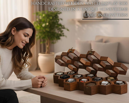 Handmade Vintage Wall Mounted Wooden Watch Box for Men & Women, Hanging Rosewood Watch Organizer, Wrist Watch Storage Case, Jewelry Holder