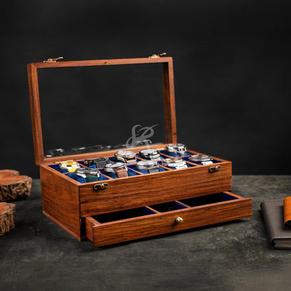Custom Father's Day Gift, Free Personalized Rosewood watch box with drawer, Watch case for men, Superior Wooden Watch Box, Best Gift for him