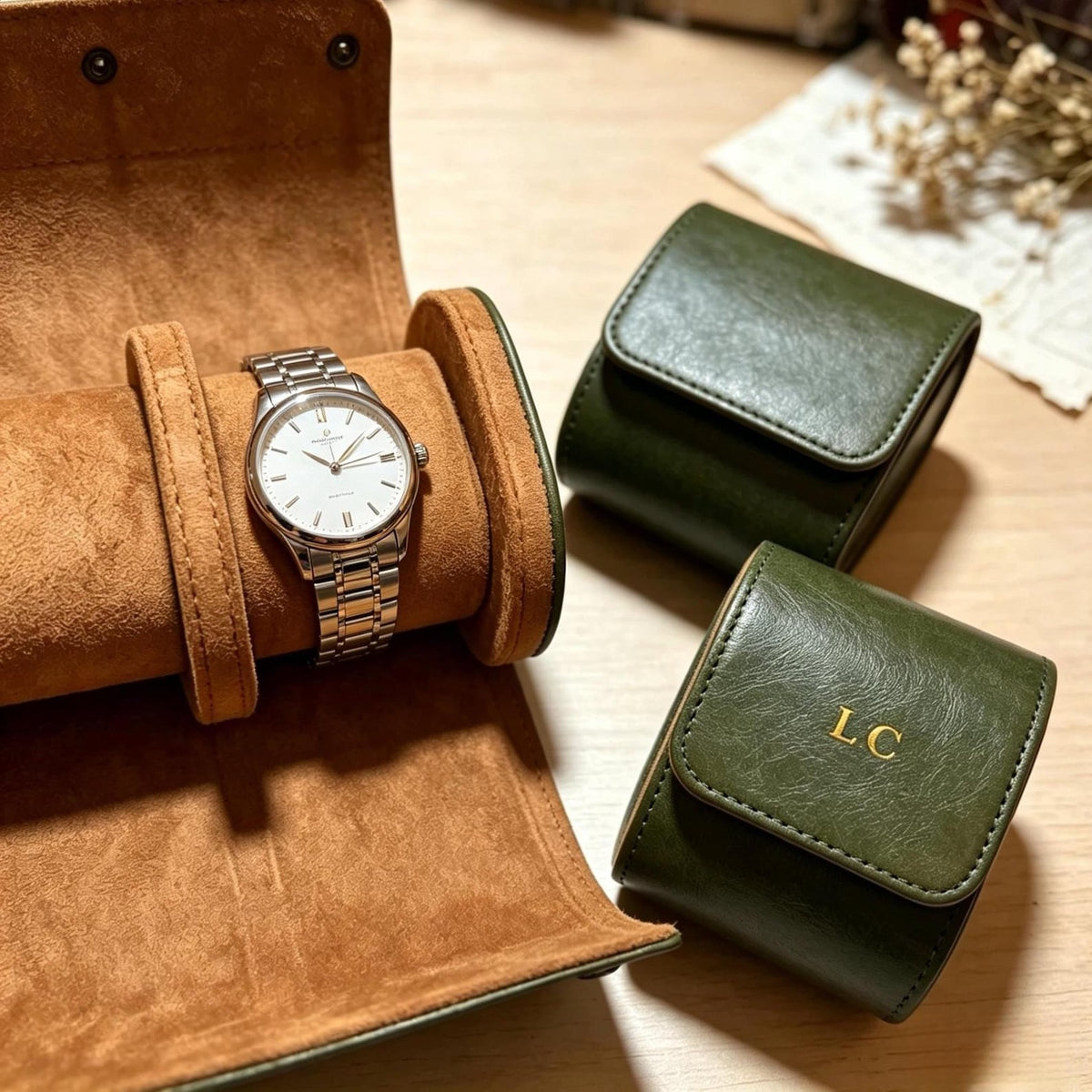 Personalized Leather Watch Box, Custom Leather Watch Case, Custom Watch Roll, Wedding Groomsmen Gifts, Watch travel Case, Wedding gift