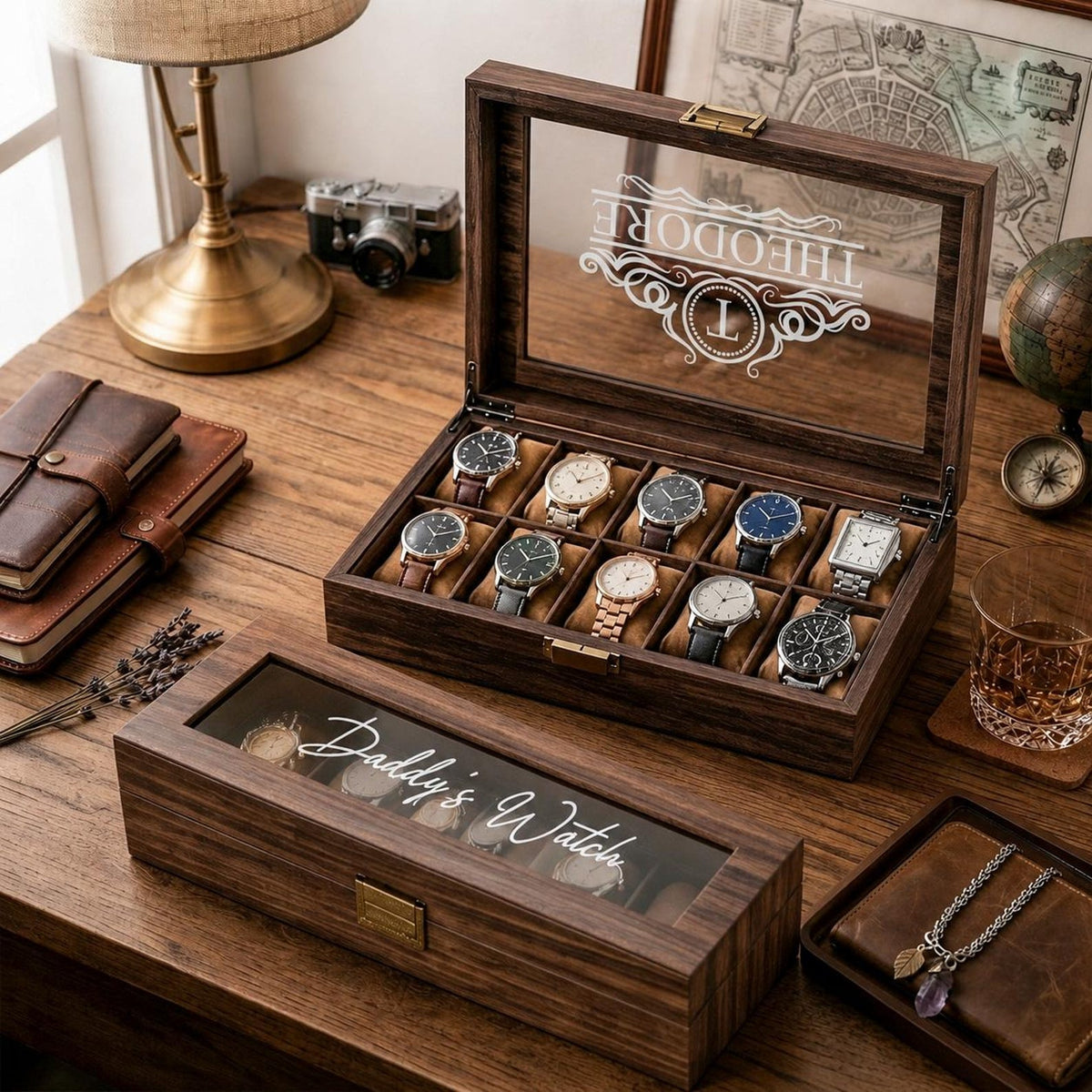 Custom Engraved Watch Box, Gift for Dad, Birthday Gift for Men, Personalised Watch Storage Case, Anniversary Gift For Husband