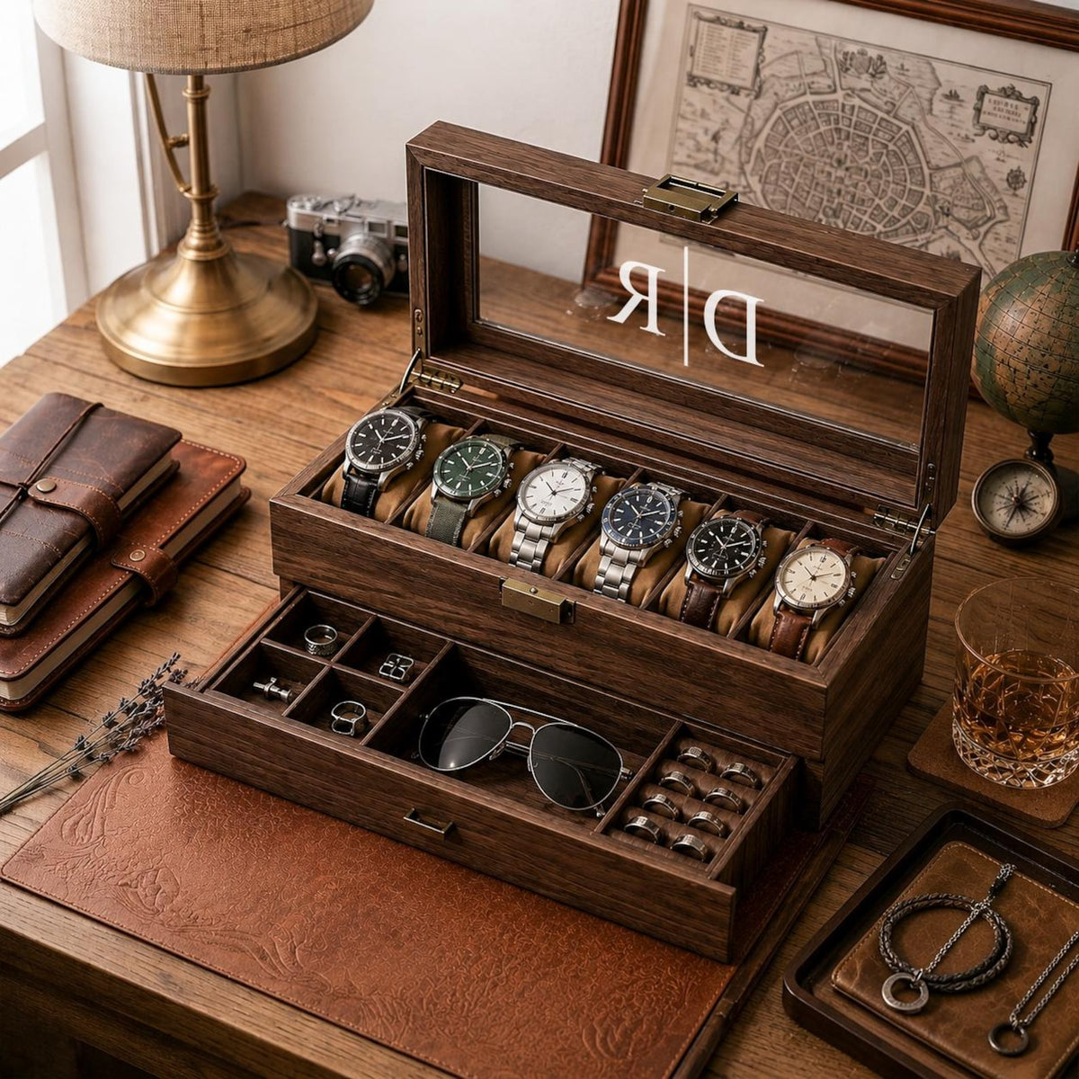Custom Engraved Watch Box, Gift for Dad, Birthday Gift for Men, Personalised Watch Storage Case, Anniversary Gift For Husband