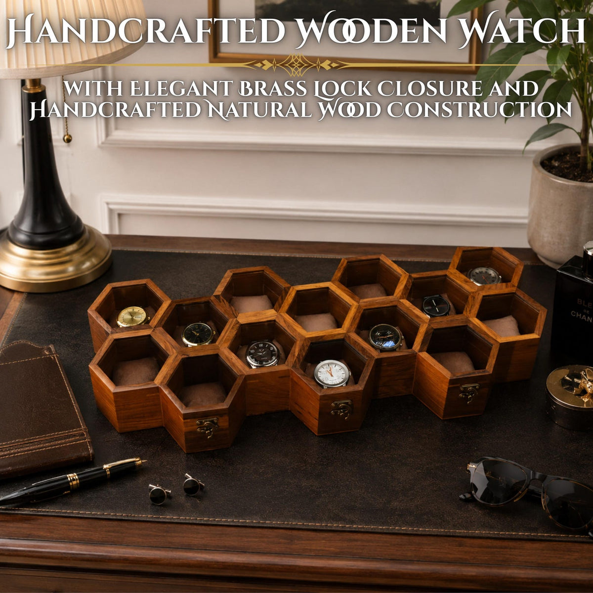 Handmade Vintage Wall Mounted Wooden Watch Box for Men & Women, Hanging Rosewood Watch Organizer, Wrist Watch Storage Case, Jewelry Holder