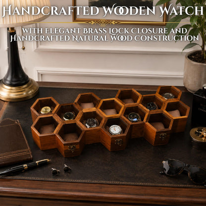 Handmade Vintage Wall Mounted Wooden Watch Box for Men & Women, Hanging Rosewood Watch Organizer, Wrist Watch Storage Case, Jewelry Holder