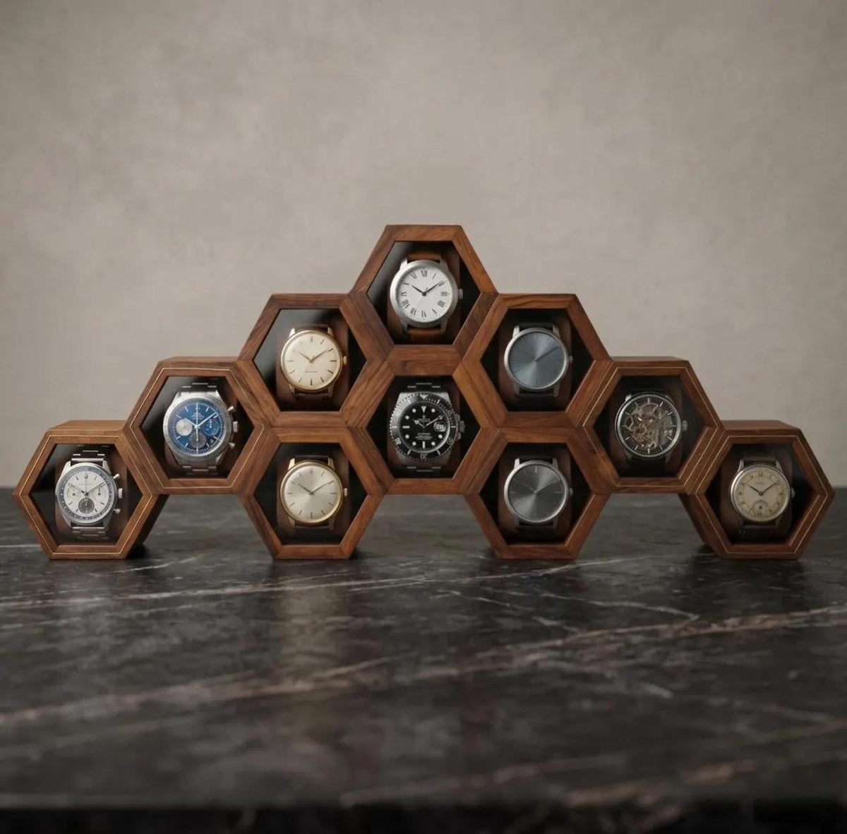 Handmade Vintage Wall Mounted Wooden Watch Box for Men & Women, Hanging Rosewood Watch Organizer, Wrist Watch Storage Case, Jewelry Holder