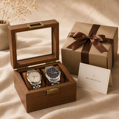 Wedding & Anniversary Gift, Engraved Walnut Watch Storage Organizer, Wooden Watch Display Case, Personalized Timepiece Organizer for Men