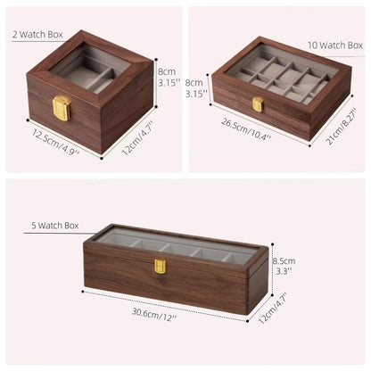 Custom Walnut Watch Box, Glass Lid Watch Case for Men, Gift for Dad Husband Boyfriend Groomsmen