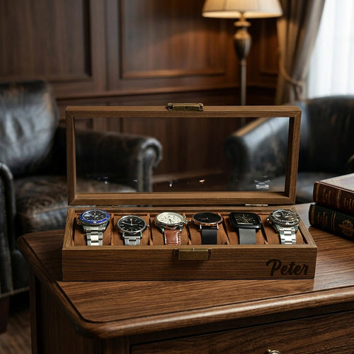 Custom Engraved Watch Box, Personalized Watch Case for Men,Anniversary Gifts for Him, Gift for Husband Dad Boyfriend