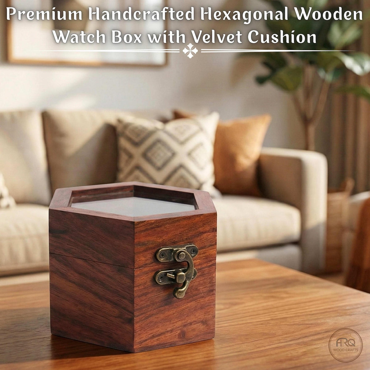 Wooden Watch Box, Rosewood Display Case, Honeycomb Design, Handmade Jewelry Storage