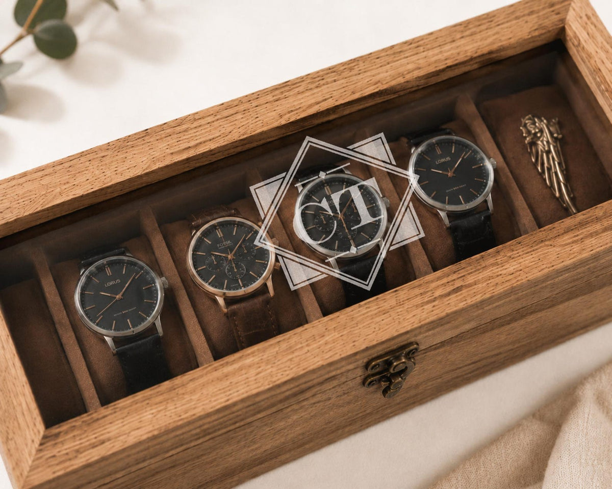 Personalized Wood 6-Slot Watch Box: Engraved Display Case Gift