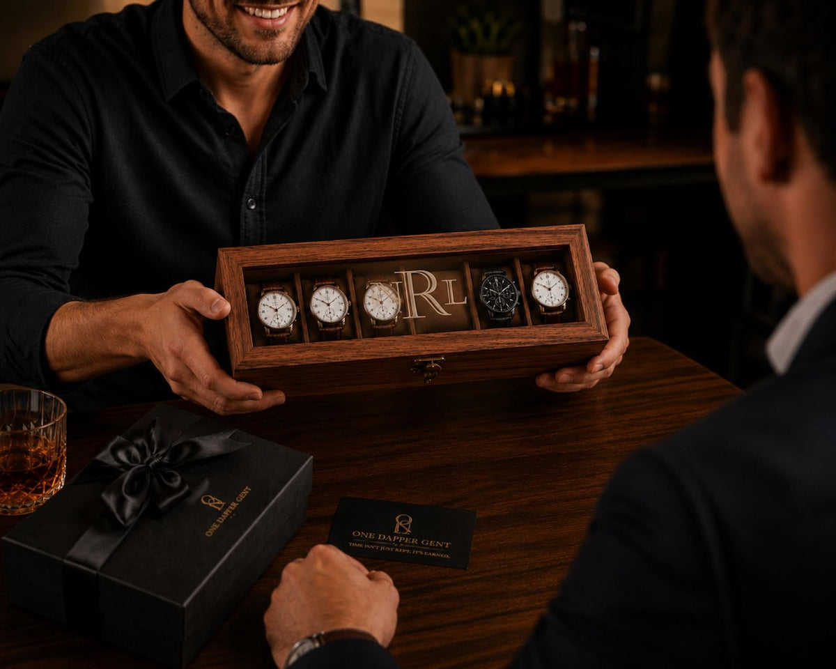 Personalized Wood 6-Slot Watch Box: Engraved Display Case Gift