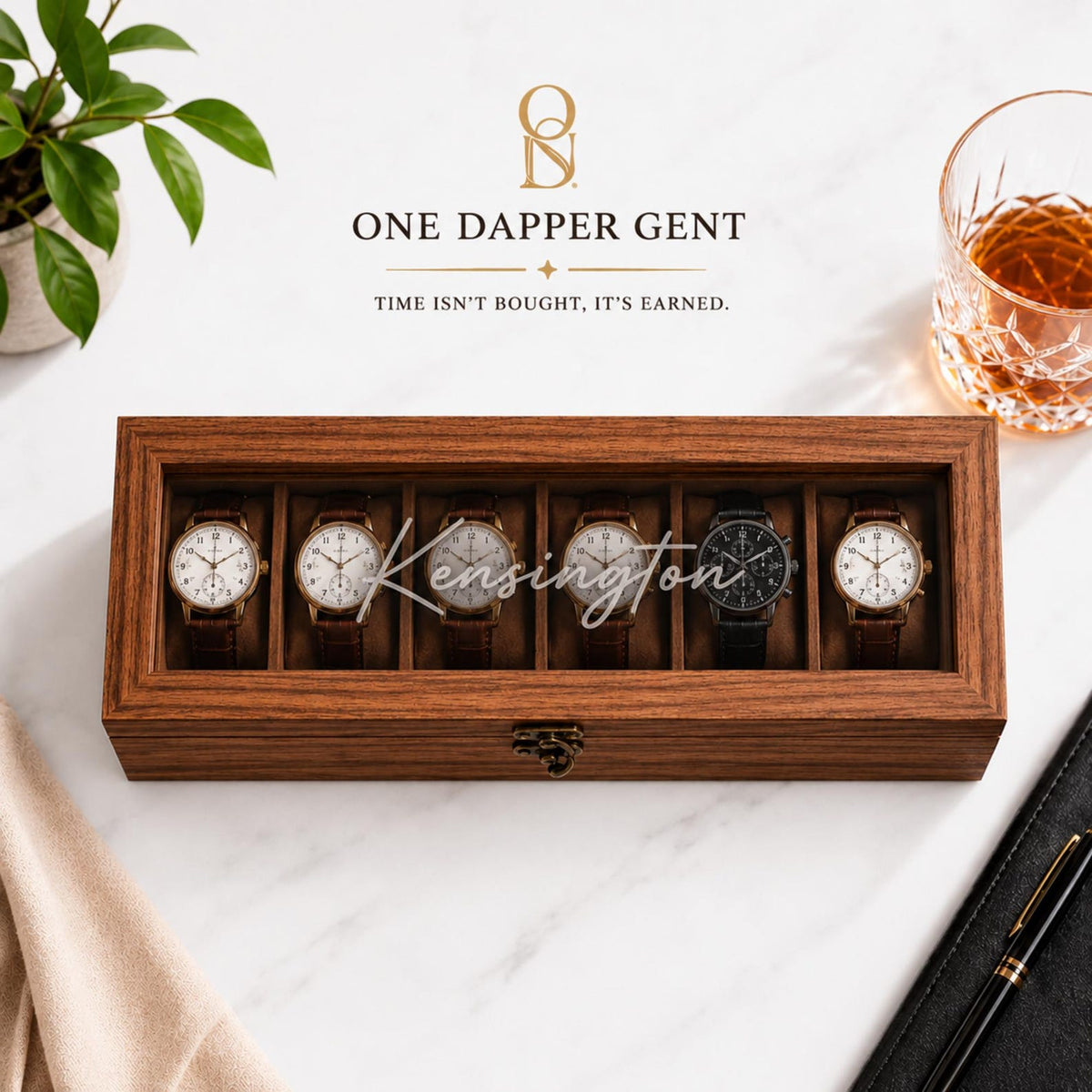 Personalized Wood 6-Slot Watch Box: Engraved Display Case Gift