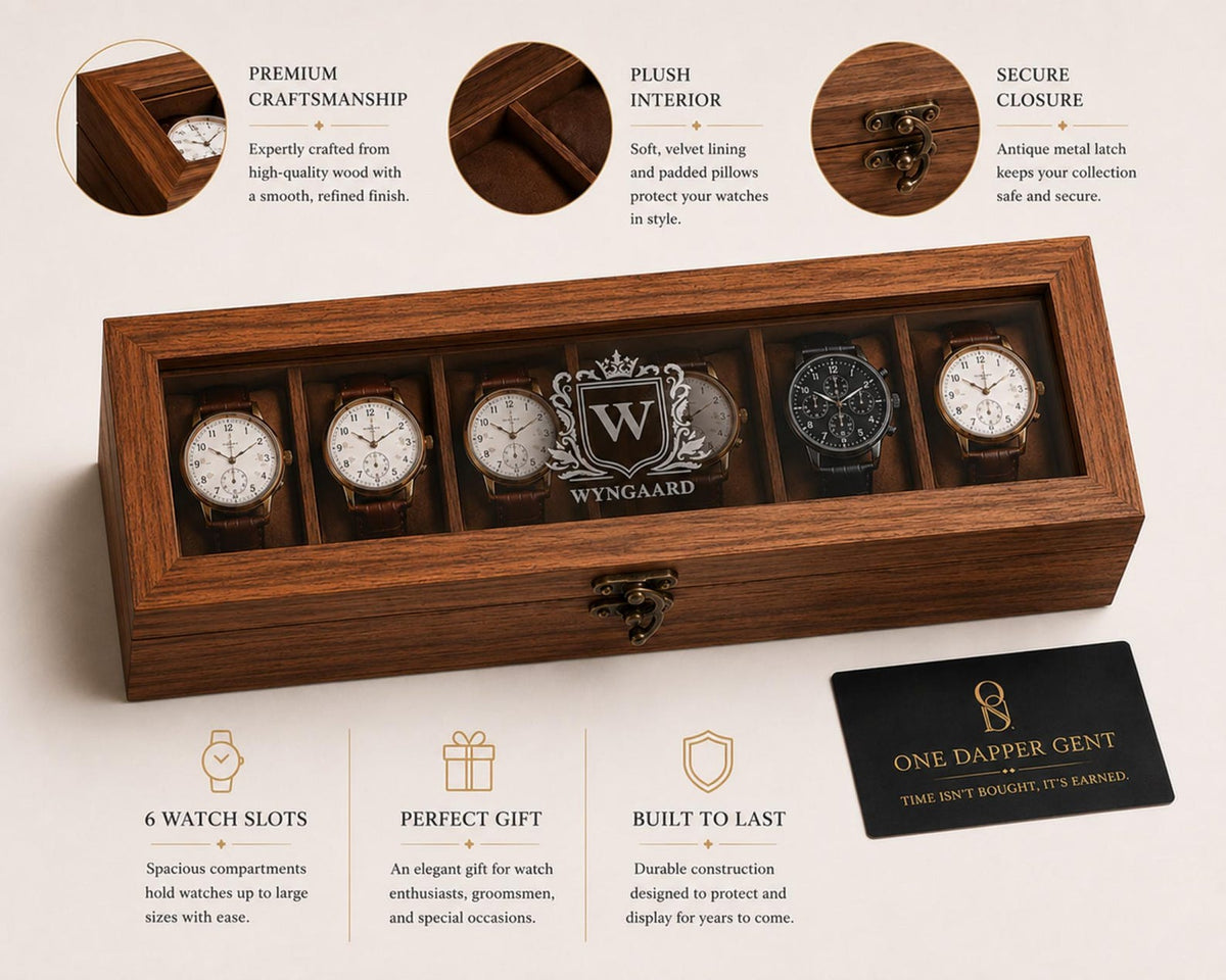 Personalized Wood 6-Slot Watch Box: Engraved Display Case Gift