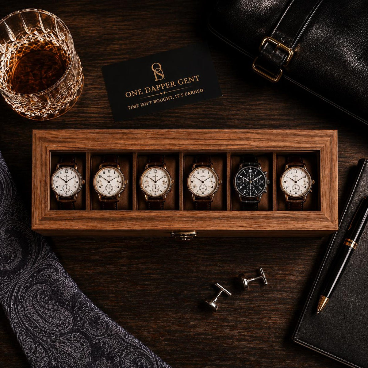 Personalized Wood 6-Slot Watch Box: Engraved Display Case Gift