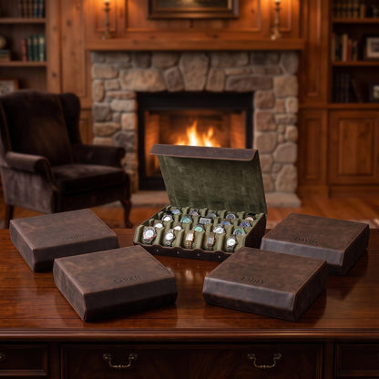 Custom Leather Watch Box – 20 Slot Display Case, Handmade Organizer