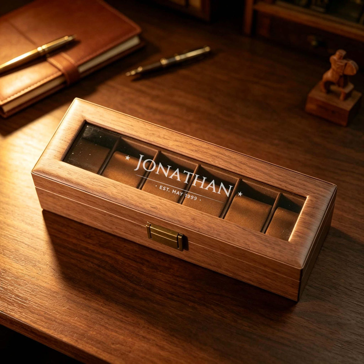 Custom Engraved Watch Box – Double Layer Jewelry Organizer, Vintage Style Storage ,Gift For Him