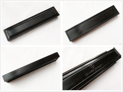 Custom Engraved Black Ebony Wood Watch Box, Aqua Suede Interior