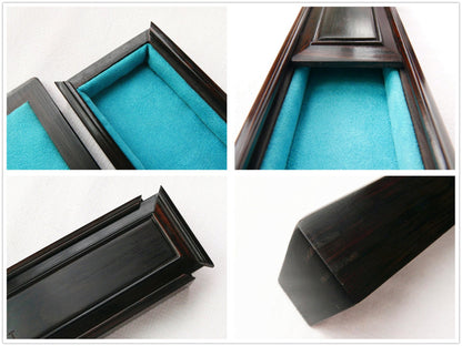 Custom Engraved Black Ebony Wood Watch Box, Aqua Suede Interior