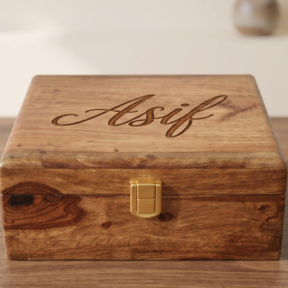 Personalized Solid Wood Watch Box, 6 Slot Engraved Watch Organizer, Gift for Him