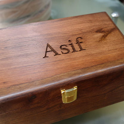 Personalized Solid Wood Watch Box, 6 Slot Engraved Watch Organizer, Gift for Him