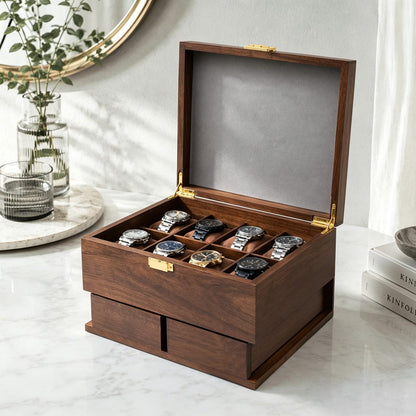 Personalized 8 Slots Watch Box,Engraved Wooden Men Jewelry Display Organizer Watch Case,Gift for Him