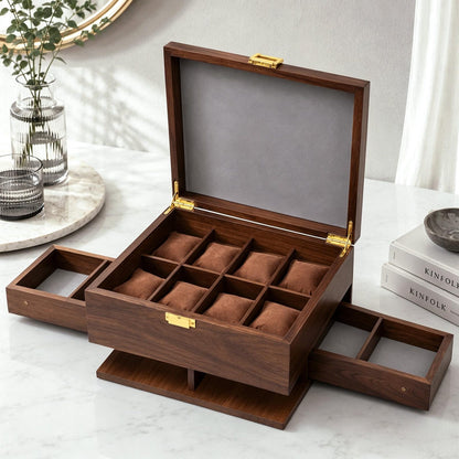 Personalized 8 Slots Watch Box,Engraved Wooden Men Jewelry Display Organizer Watch Case,Gift for Him
