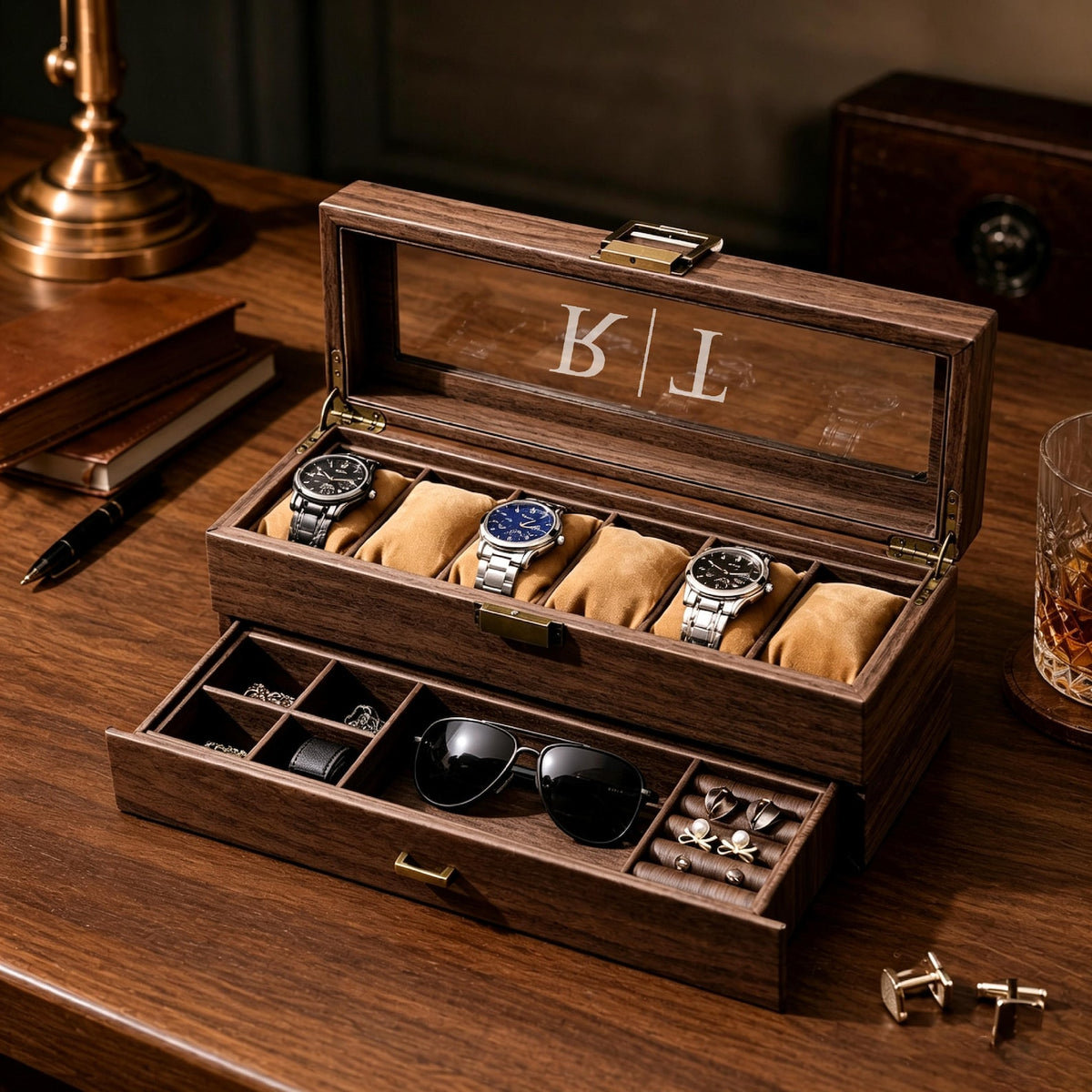 Custom Engraved Watch Box, Personalized Watch Case, Men watch jewelry box, Gifts for husband, Birthday / Anniversary Gifts for Men