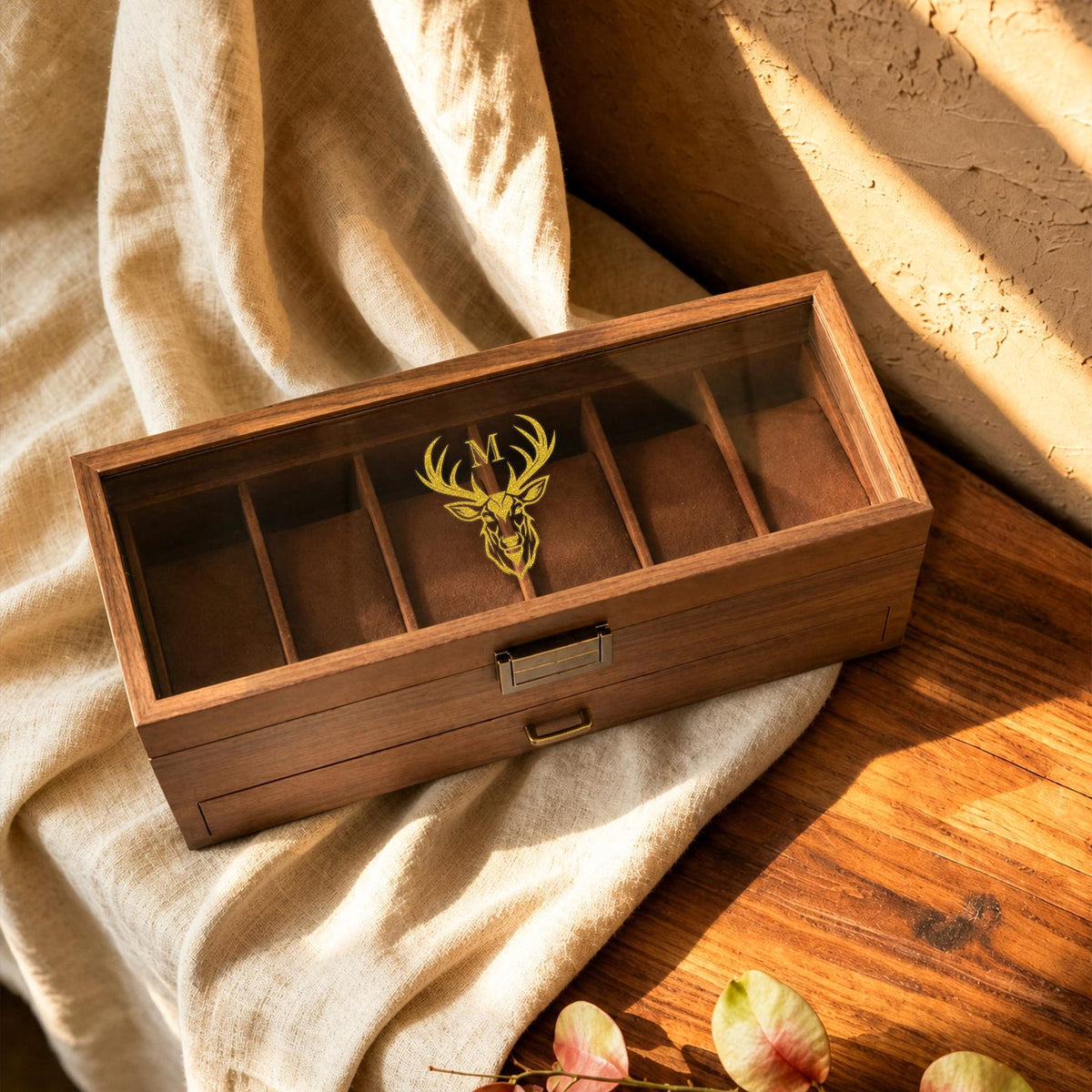 6/8/12 Slots Personalized Solid Walnut Watch Box with Drawer, Custom Initials Watch Organizer, Gifts for Groomsmen, Dad, Husband,Anniversary