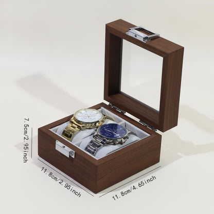 Elegant Wooden Watch Box with Glass Lid Classic Storage Solution for Timepieces and Accessories Gift for Him