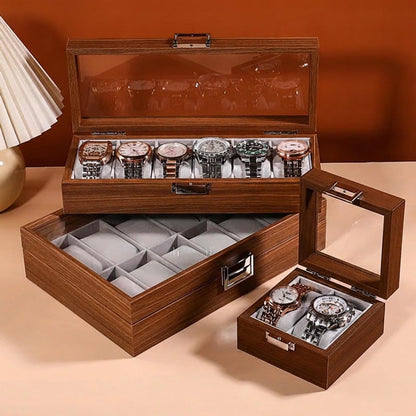 Elegant Wooden Watch Box with Glass Lid Classic Storage Solution for Timepieces and Accessories Gift for Him