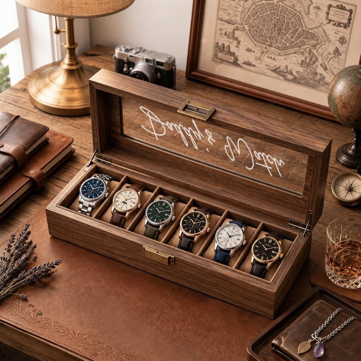 Custom Engraved Watch Box, Gift for Dad, Birthday Gift for Men, Personalised Watch Storage Case, Anniversary Gift For Husband
