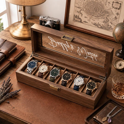 Custom Engraved Watch Box, Gift for Dad, Birthday Gift for Men, Personalised Watch Storage Case, Anniversary Gift For Husband