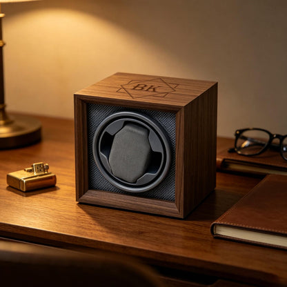 Personalized Automatic Wood Watch Winder, Custom Engraved Name Watch Holder, Engraved Watch Box, Gifts for Him