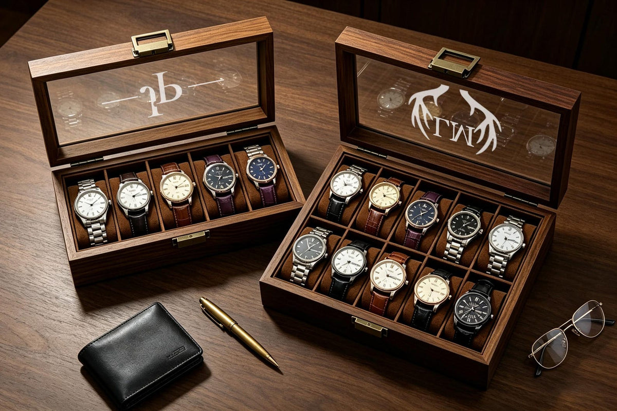 6/10 Slots Watch Box, Custom Engraved Wooden Watch Box, Personalized Watch Case, Men watch jewelry box, Anniversary Gifts for Men