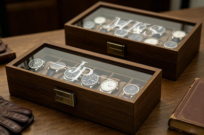 6/10 Slots Watch Box, Custom Engraved Wooden Watch Box, Personalized Watch Case, Men watch jewelry box, Anniversary Gifts for Men