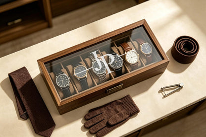 6/10 Slots Watch Box, Custom Engraved Wooden Watch Box, Personalized Watch Case, Men watch jewelry box, Anniversary Gifts for Men