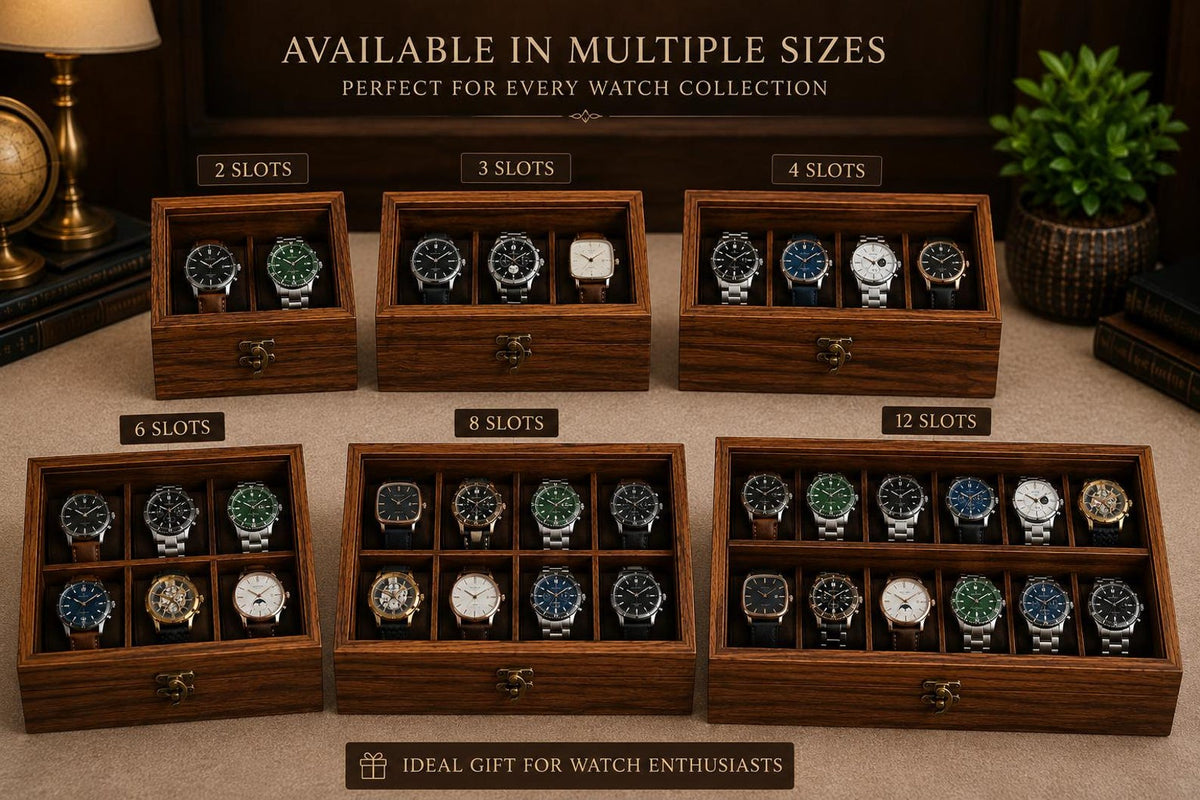 Personalized Wooden Watch Box 2-12 Slot, Glass Top Watch Organizer, Engraved Watch Display Case, Gift for Husband, Dad, Anniversary Gift