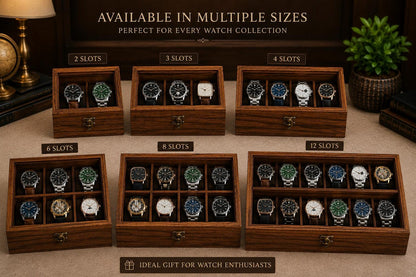 Personalized Wooden Watch Box 2-12 Slot, Glass Top Watch Organizer, Engraved Watch Display Case, Gift for Husband, Dad, Anniversary Gift