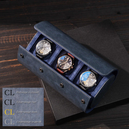 Personalized vegan leather watch box, gift for men, gift for husband, travel watch box, vegan leather watch case
