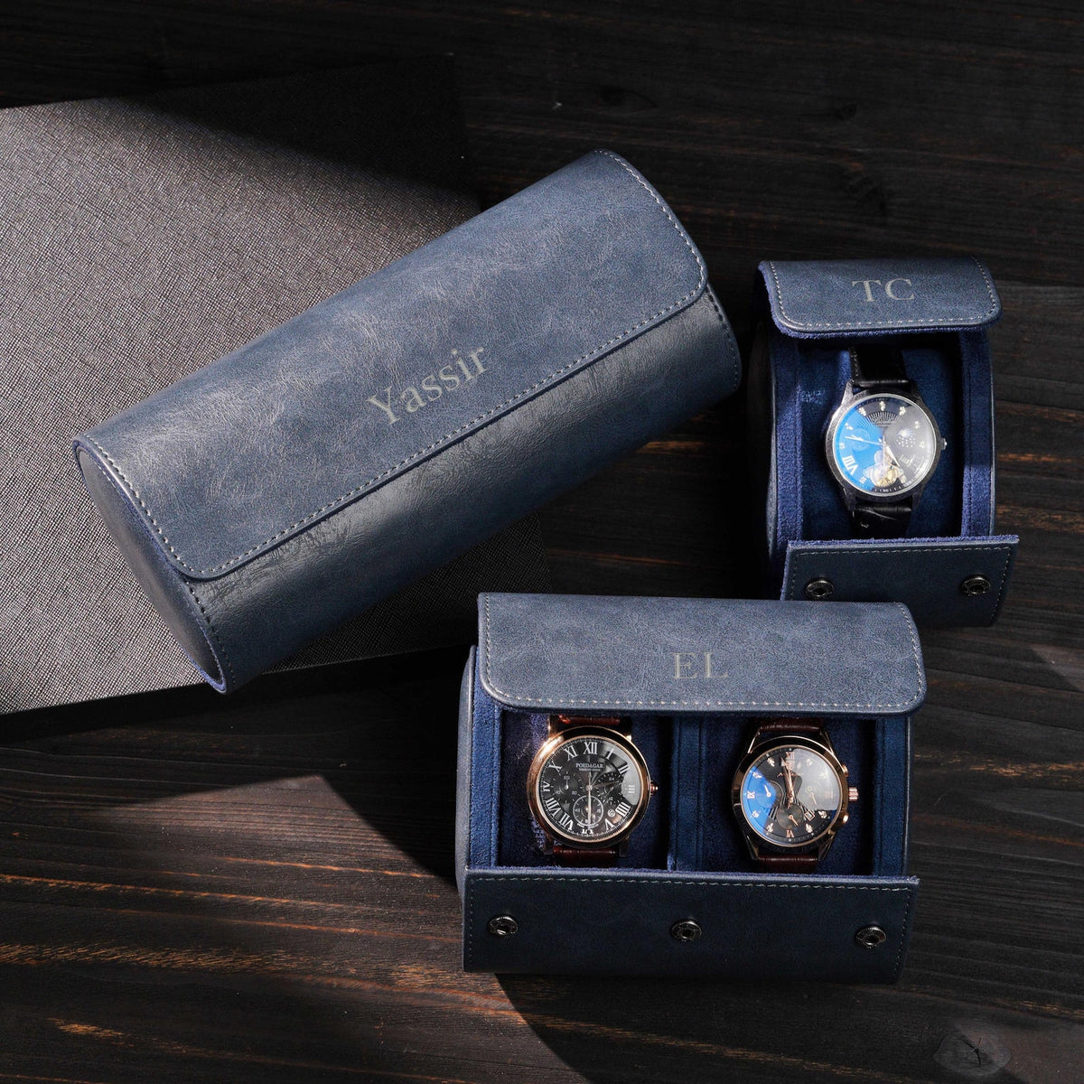 Personalized vegan leather watch box, gift for men, gift for husband, travel watch box, vegan leather watch case