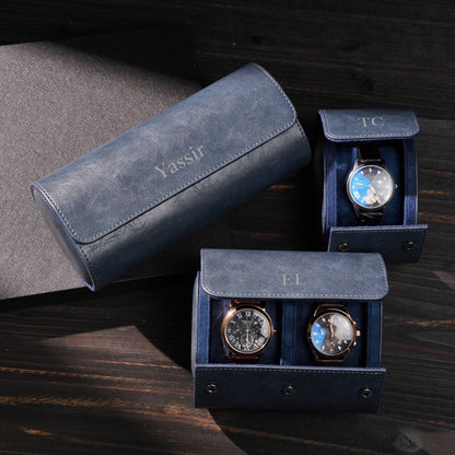 Personalized vegan leather watch box, gift for men, gift for husband, travel watch box, vegan leather watch case