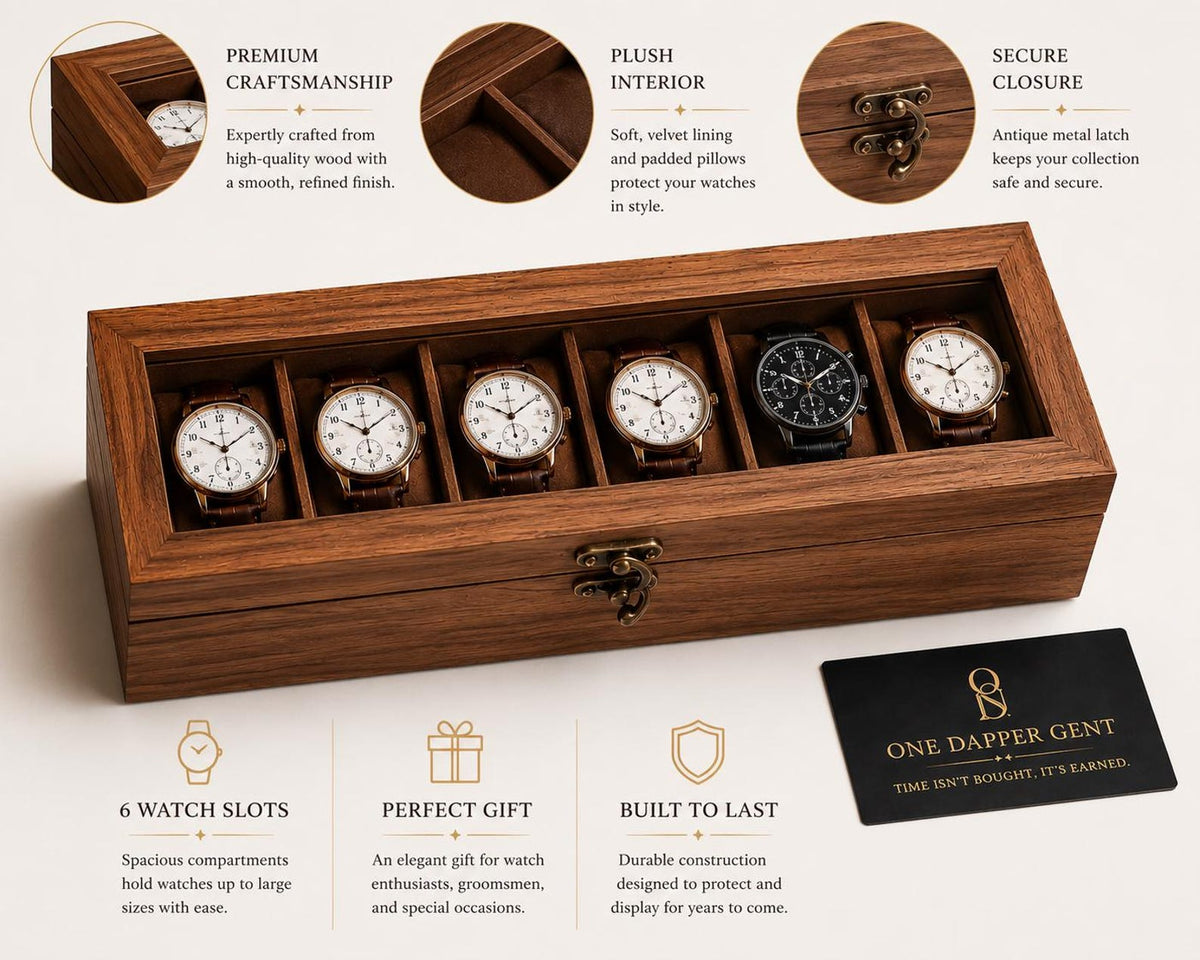 Personalized Wood 6-Slot Watch Box: Engraved Display Case Gift