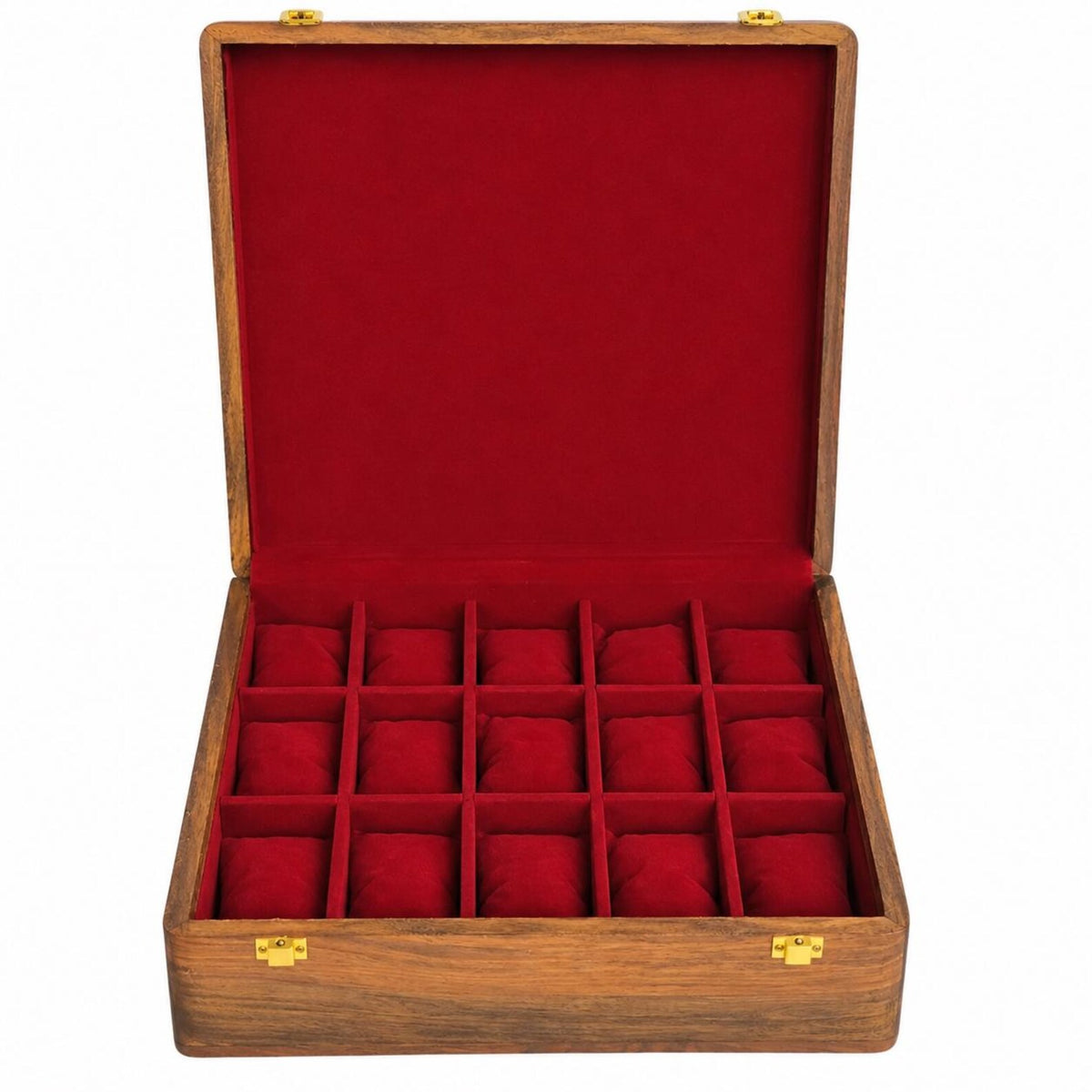 Wooden Watch Box for Men 15 Slot Red Velvet Large Watch Collector Box, Watch Organizer, Gift for Dad Him, Fathers Day Gift, Anniversary Gift